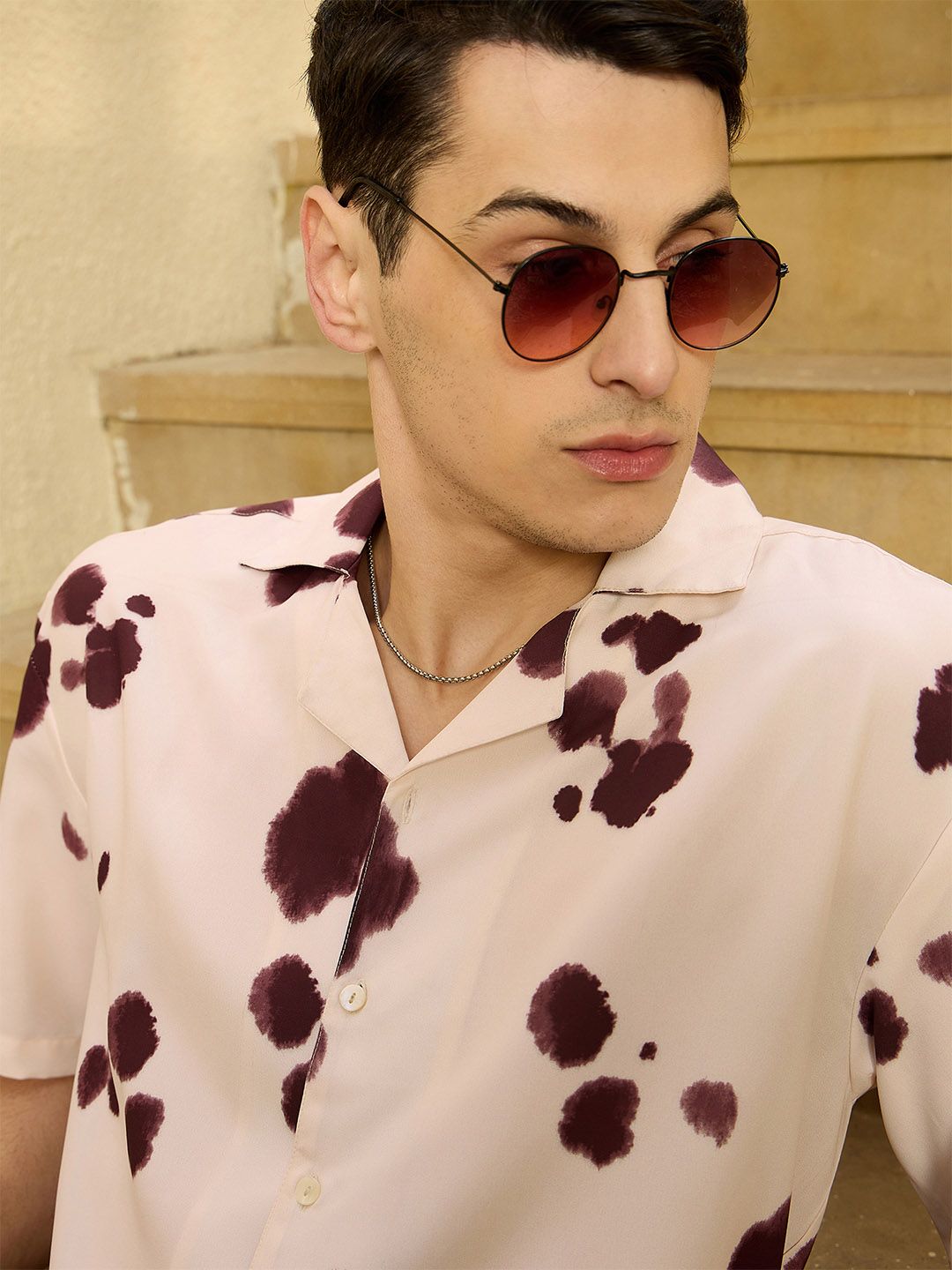 DENNISON Men Abstract Printed Drop Shoulder Oversized Shirt