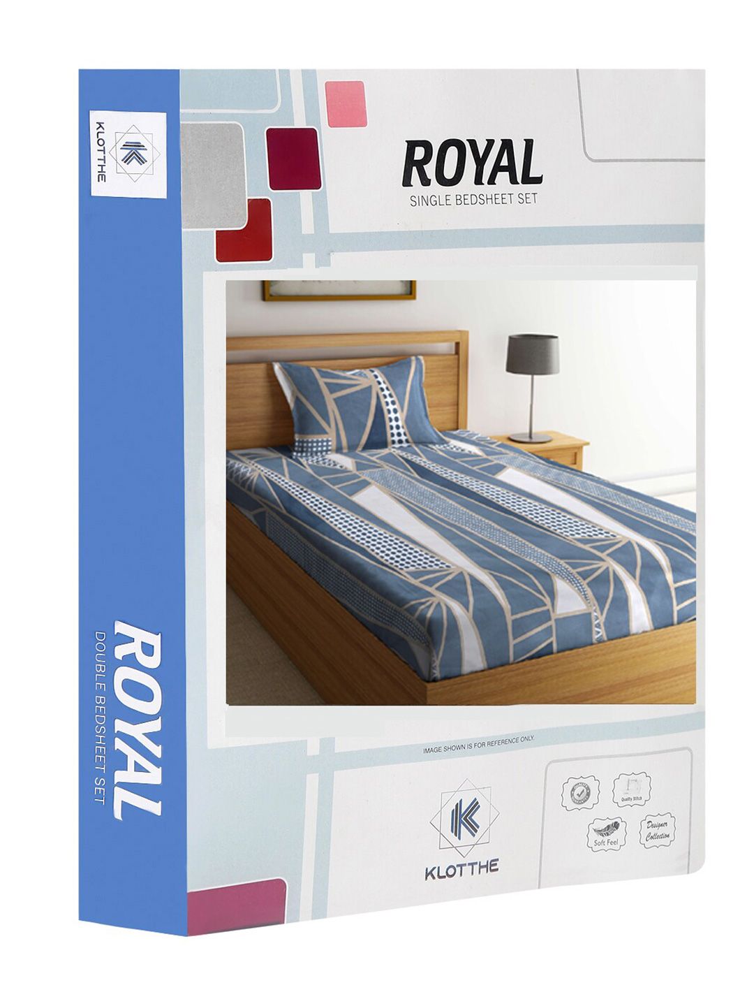 KLOTTHE Book Fold Grey & White Geometric 300 TC Single Bedsheet With 1 Pillow Cover
