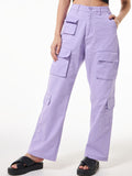 Bewakoof Women Cotton Oversized High-Rise Cargos Trousers