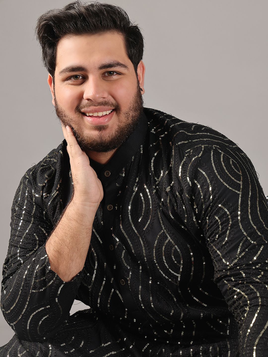 SOJANYA PLUS Plus Size Men Floral Embroidered Pure Cotton Straight Kurta & Pyjamas