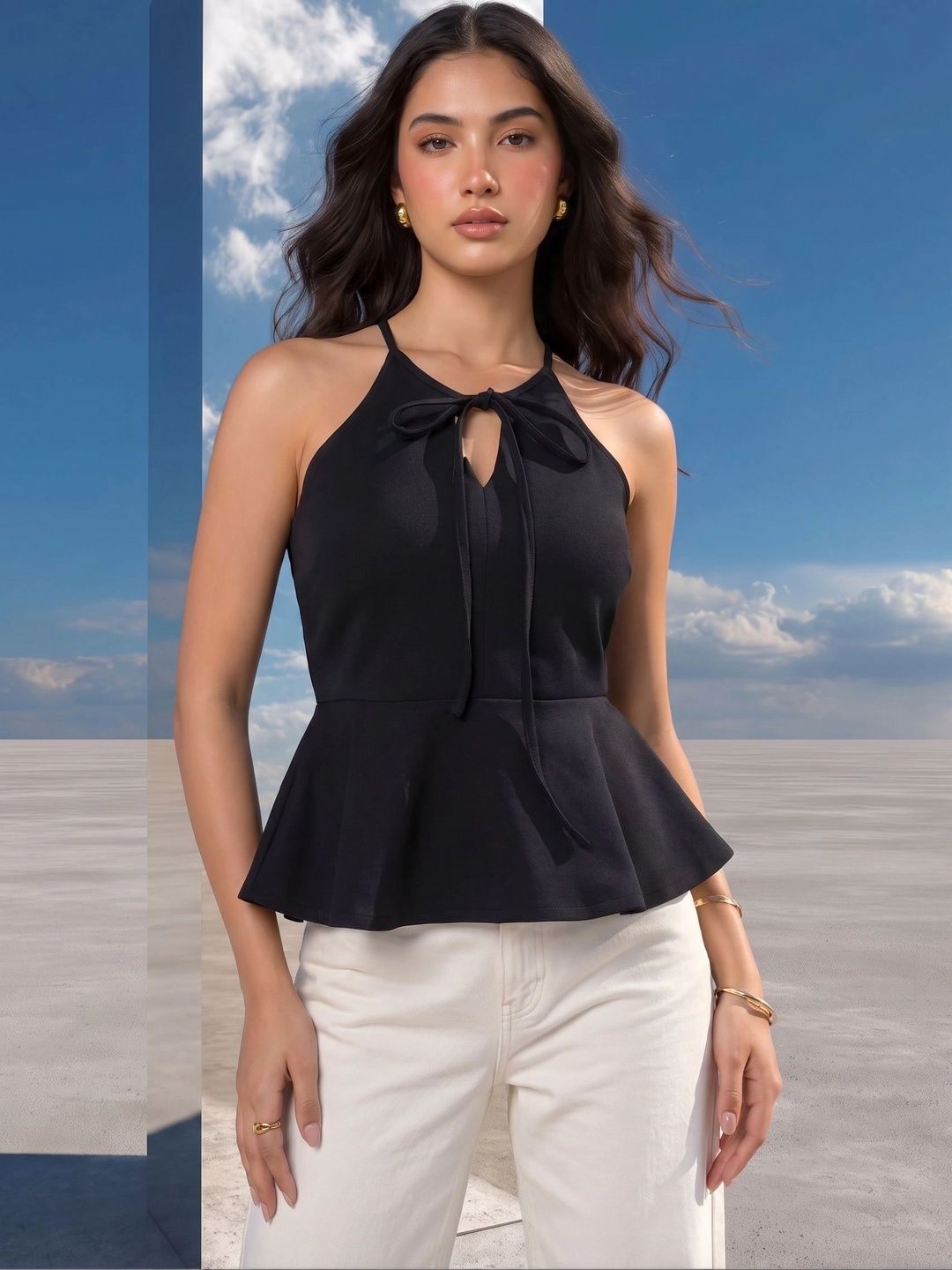 Mamicha Halter Neck Peplum Top