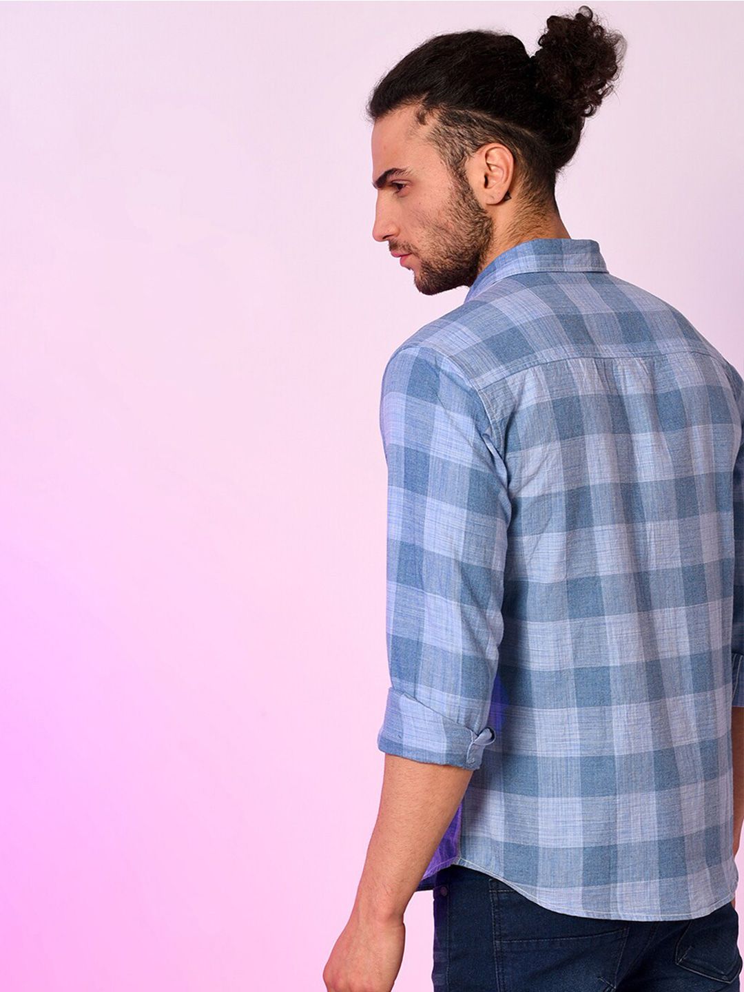 Campus Sutra Spread Collar Classic Checked Cotton Casual Shirt
