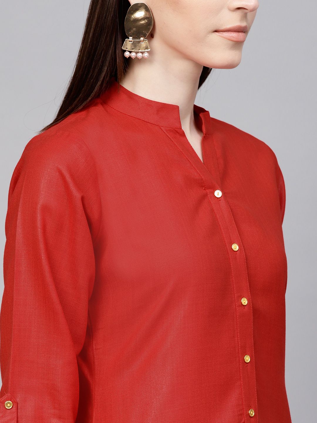 Libas Women Red Solid Straight Kurta