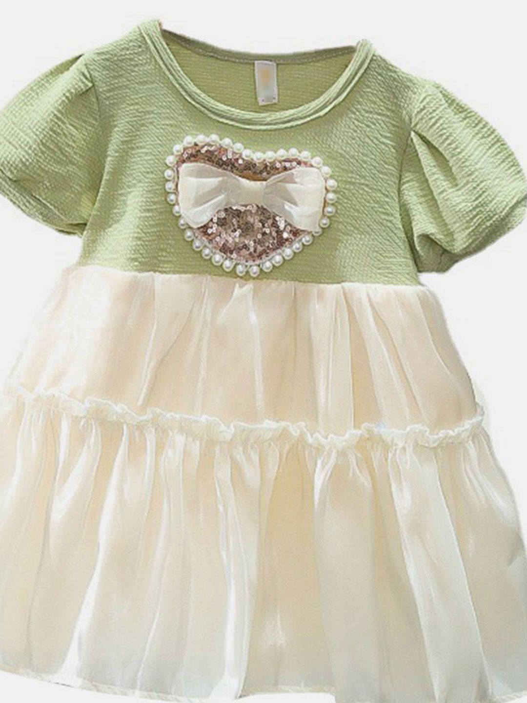 YK Girls Puff Sleeve Fit and Flare Dress