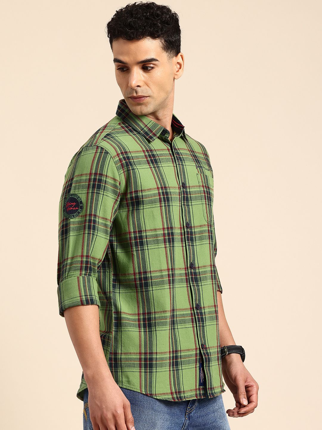 Being Human Pure Cotton Slim Fit Checked Casual Shirt