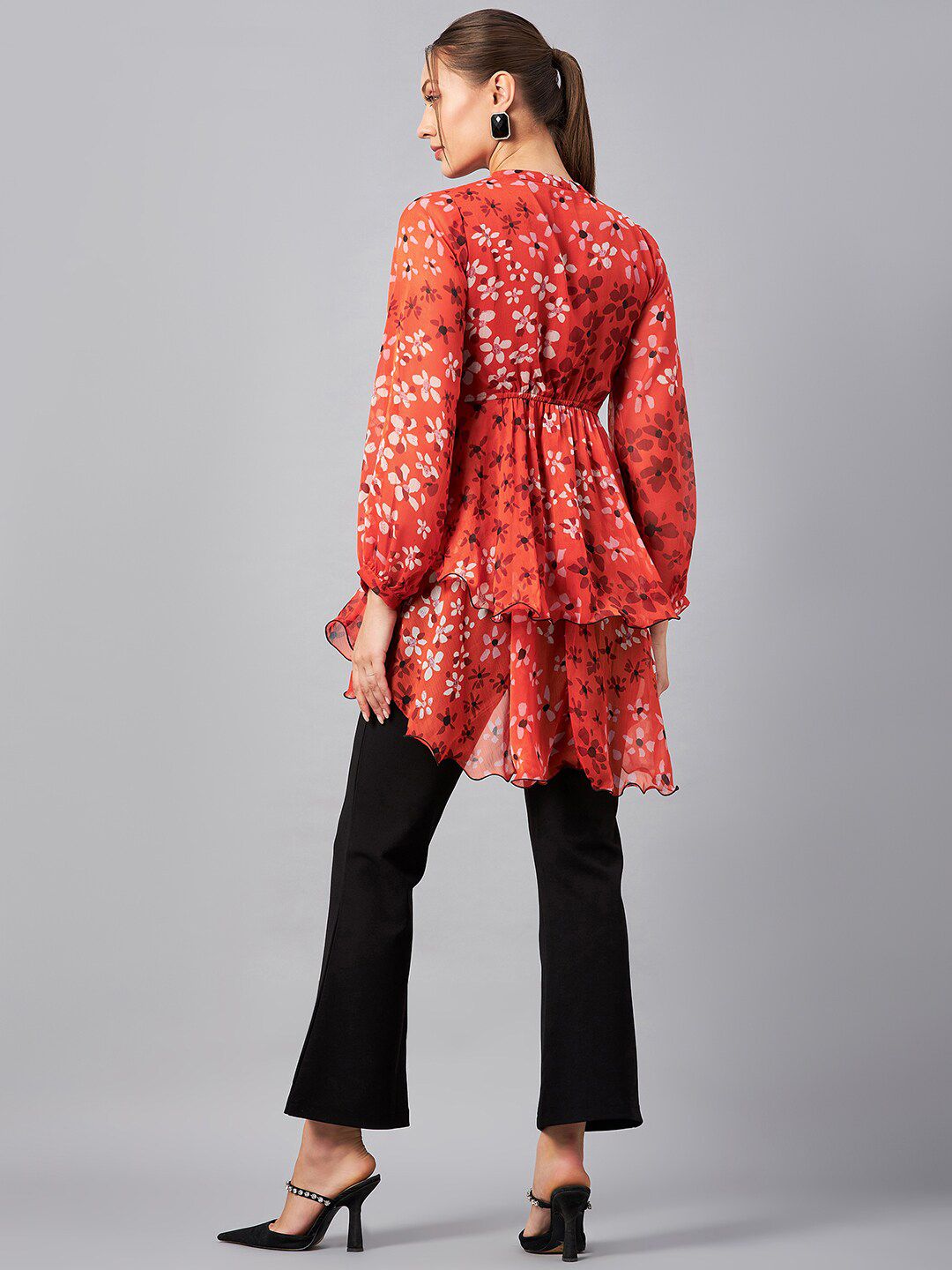 Antheaa Floral Printed Mandarin Collar Tunic With Trousers Co-Ords