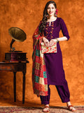 KALINI Floral Embroidered Mirror Work Straight Kurta with Patiala & With Dupatta