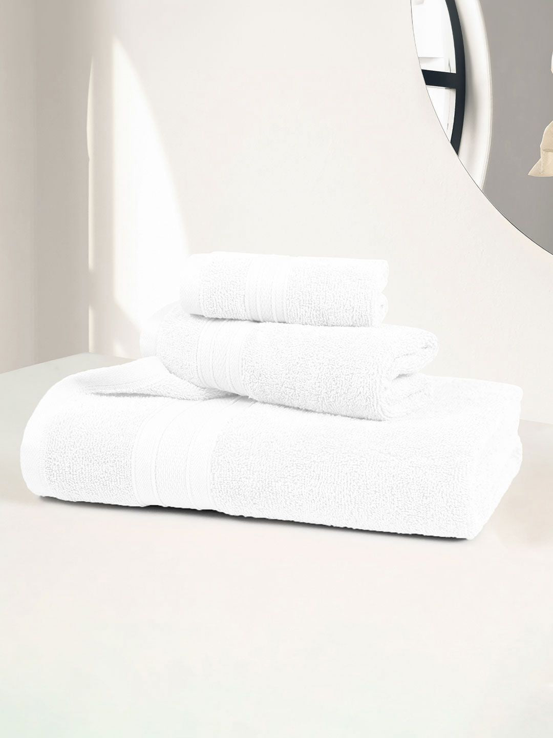 MYTRIDENT Soft Comfort White 3 Pieces Pure Cotton 500 GSM Towel Set