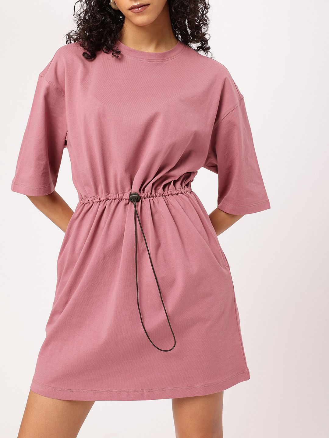 DressBerry Slay the Street Mini T-shirt Dress With Waist Toggle