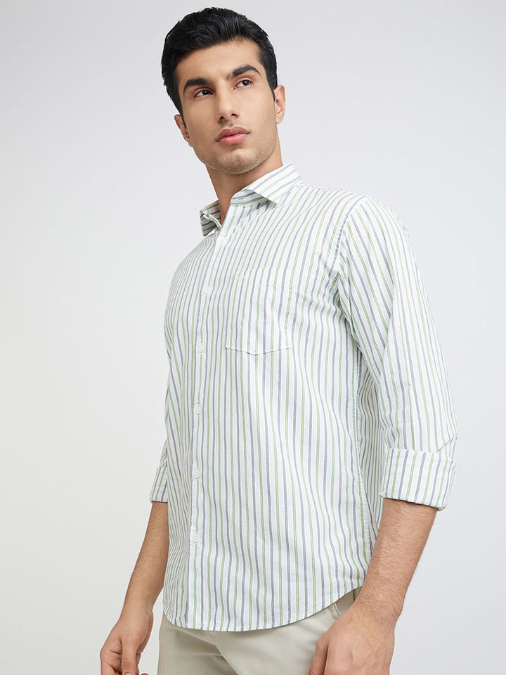 Park Avenue Men Pure Cotton Slim Fit Opaque Striped Casual Shirt