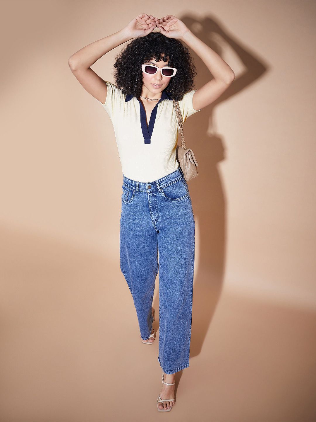 SASSAFRAS BASICS Polo Collar Ribbed Top