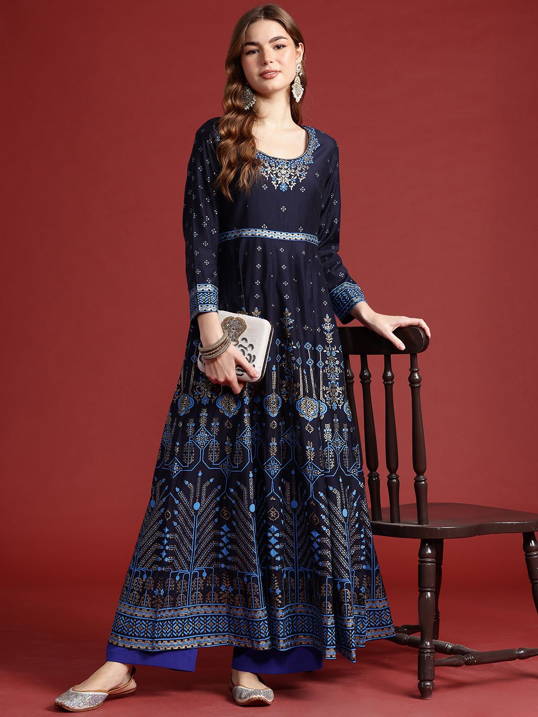 Anouk Tyohaar Collection Ethnic Motifs Print Anarkali Kurta
