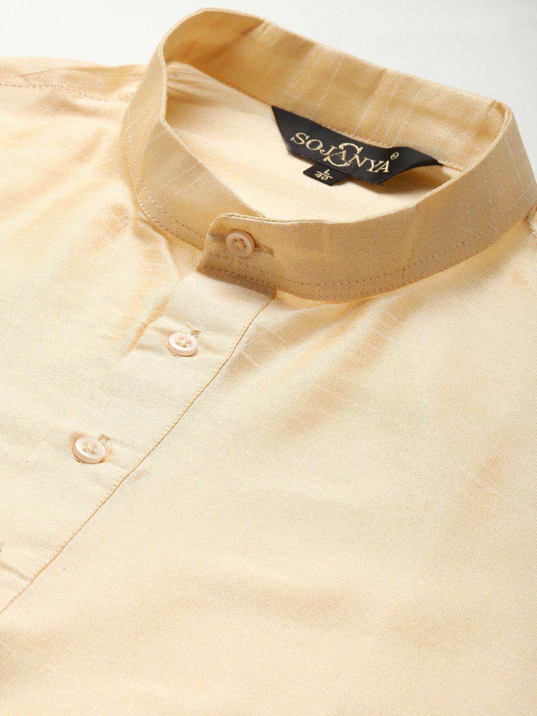 SOJANYA Men Solid Silk Blend Kurta with Churidar & Nehru Jacket
