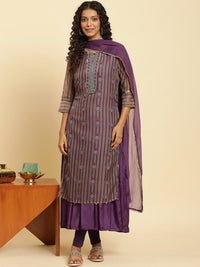 W Striped Sequined Kurta With Dupatta