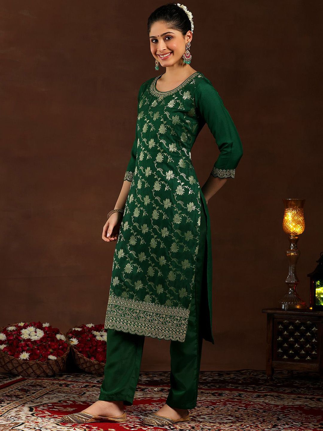 Libas Women Ethnic Motifs Regular Kurta with Trousers & Dupatta