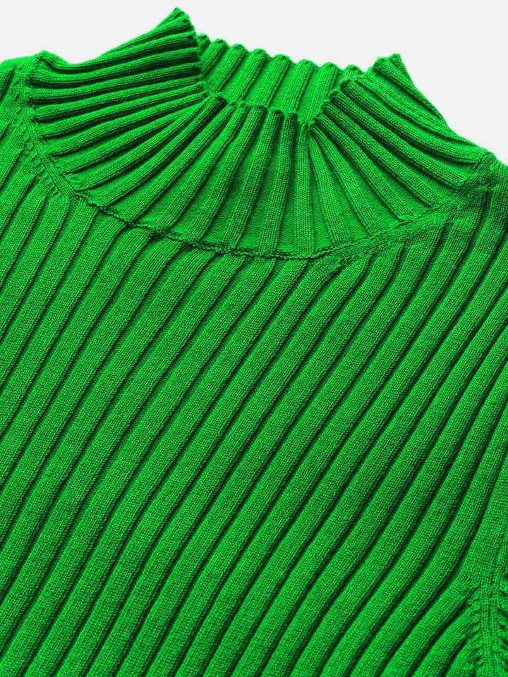 SASSAFRAS Women Green Ribbed Acrylic Pullover