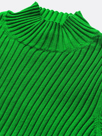 SASSAFRAS Women Green Ribbed Acrylic Pullover