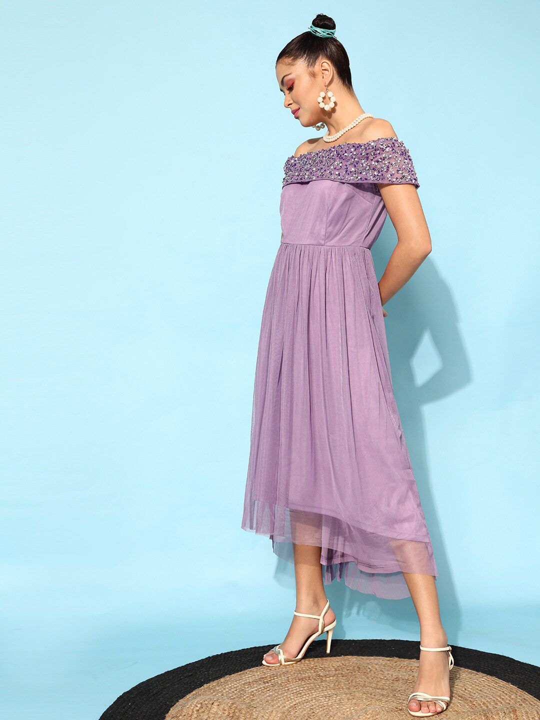 STREET 9 Women Lavender Solid Dress