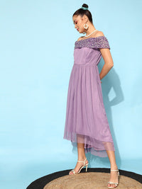 STREET 9 Women Lavender Solid Dress