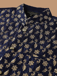SOJANYA Ethnic Embroidered Sequinned Pure Cotton Kurta & Churidar With Nehru Jacket