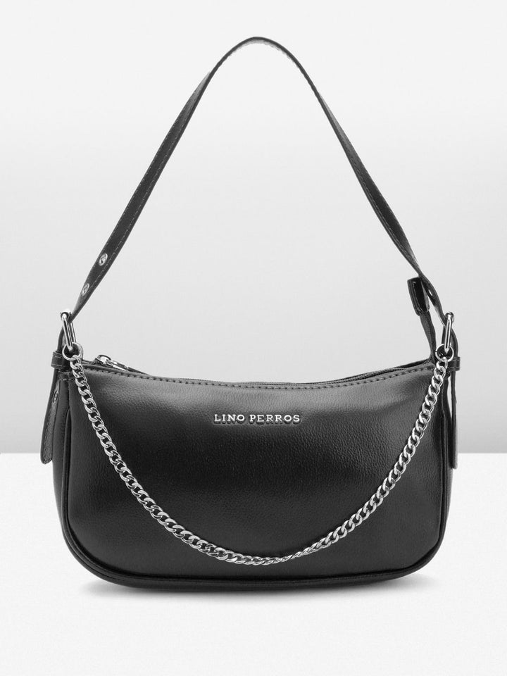 Lino Perros Textured Structured Shoulder Bag With Chain Detail