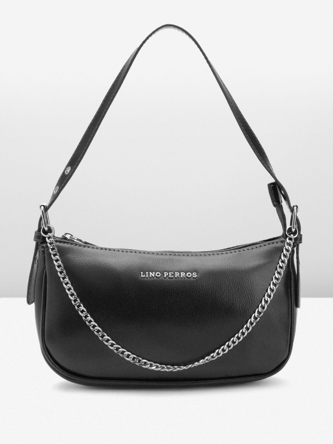Lino Perros Textured Structured Shoulder Bag With Chain Detail