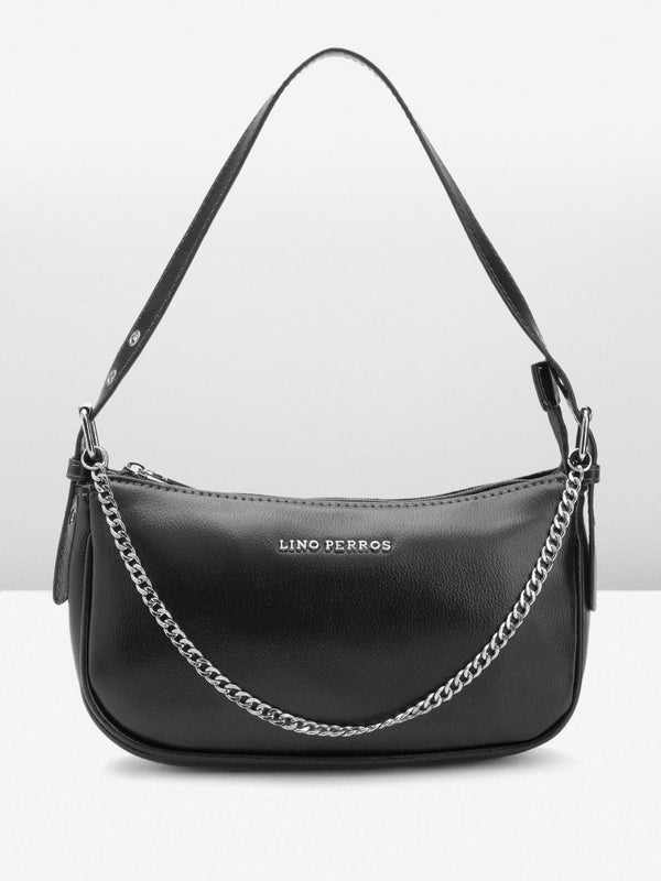 Lino Perros Textured Structured Shoulder Bag With Chain Detail