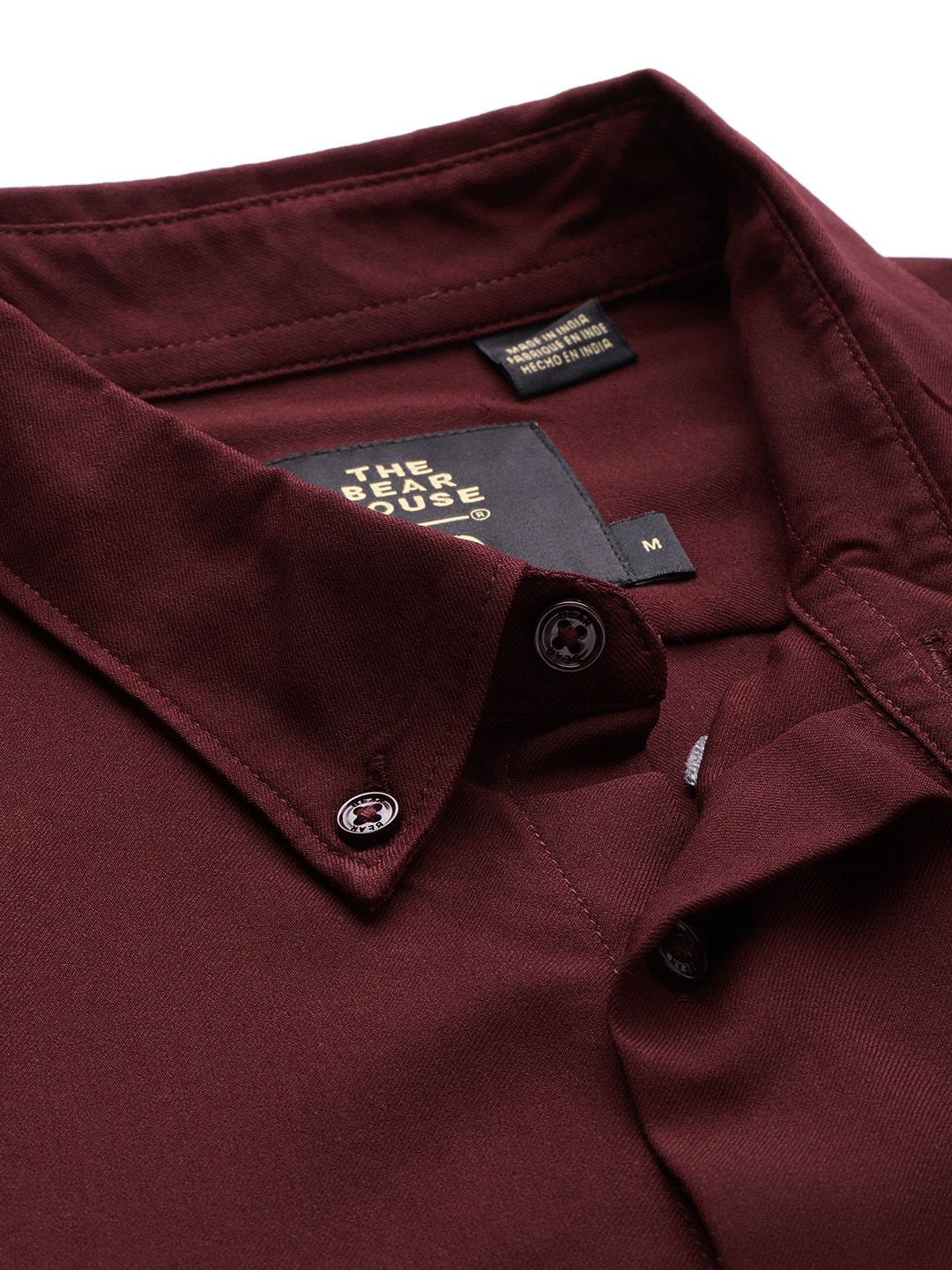THE BEAR HOUSE Men Maroon Solid Slim Fit Casual Shirt