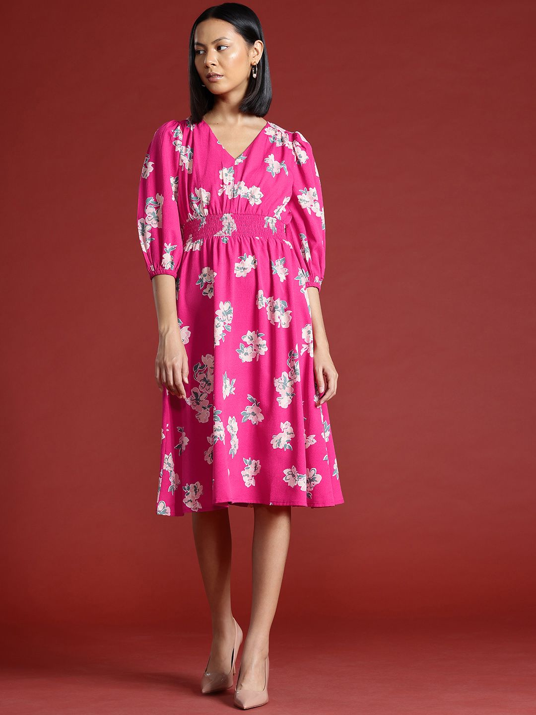 all about you Floral Printed Midi Fit & Flare Dress