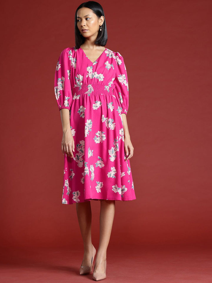 all about you Floral Printed Midi Fit & Flare Dress