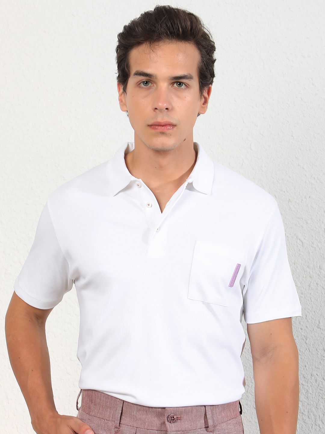 RARE RABBIT Men Mirim Polo Collar Slim Fit Pure Cotton T-Shirt