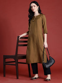 Anouk Tie-Up Neck Striped Kurta