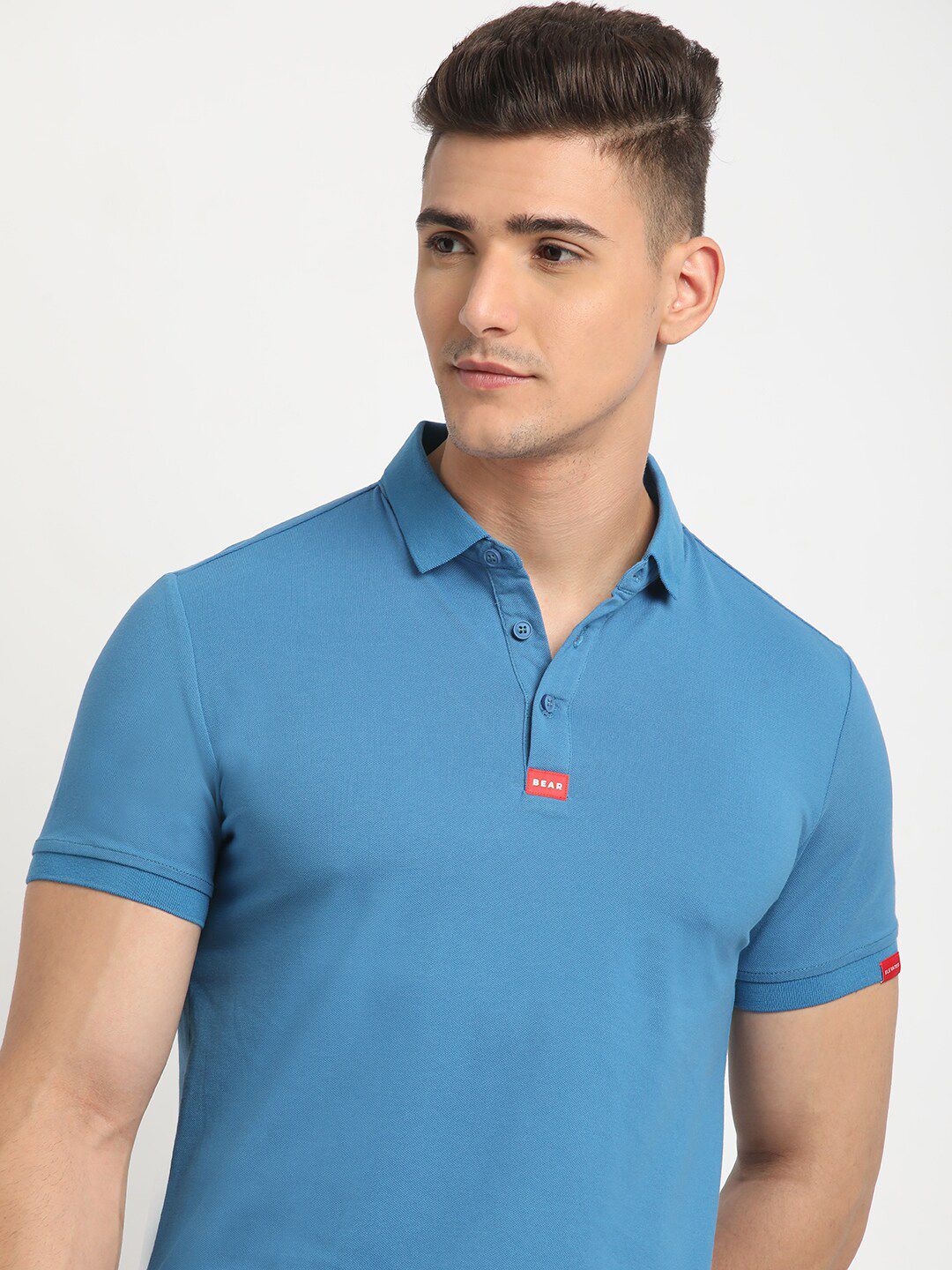 THE BEAR HOUSE Polo Collar Short Sleeves Slim Fit T-shirt