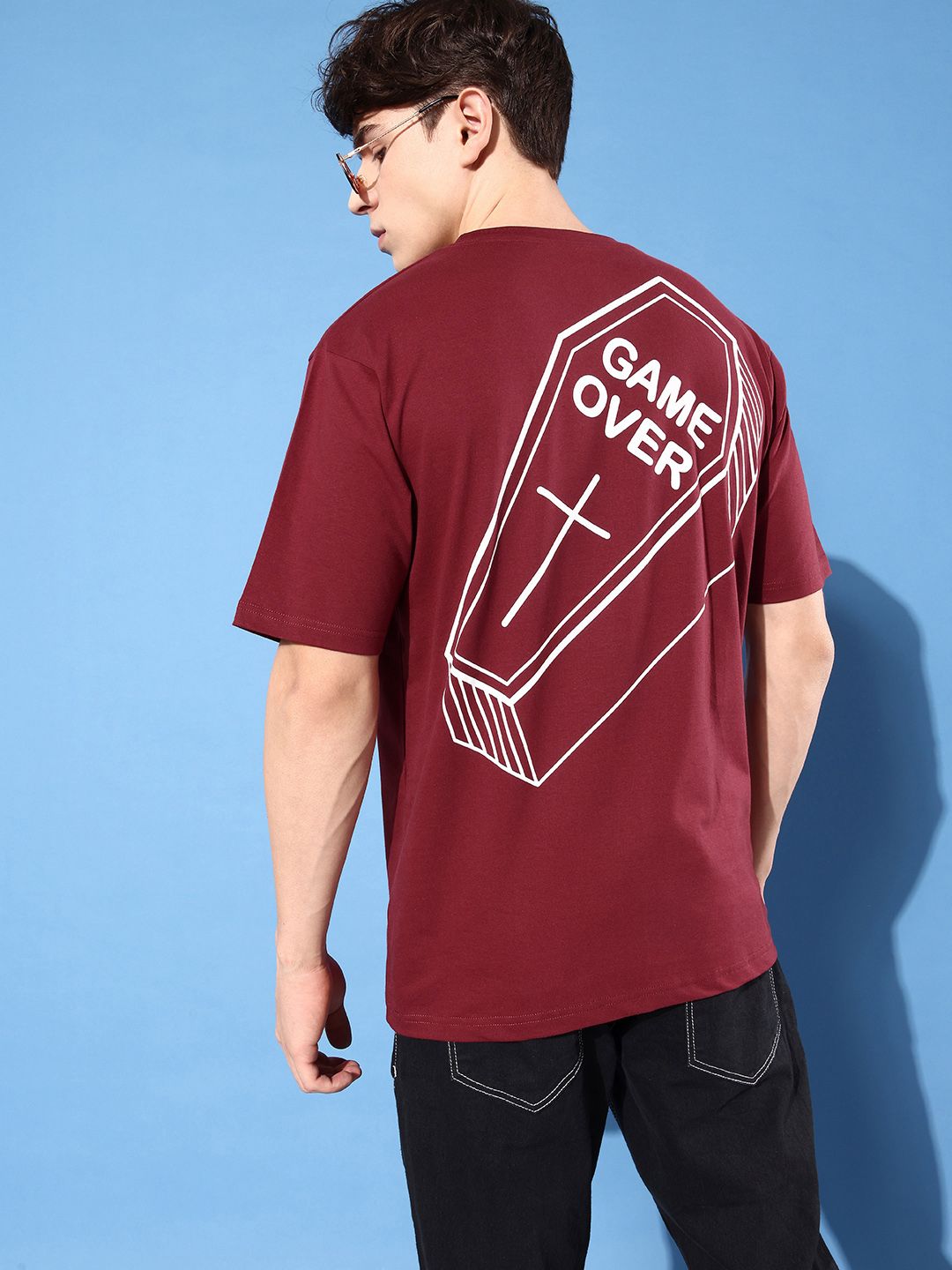 Difference of Opinion Men Pure Cotton Printed Oversized T-shirt