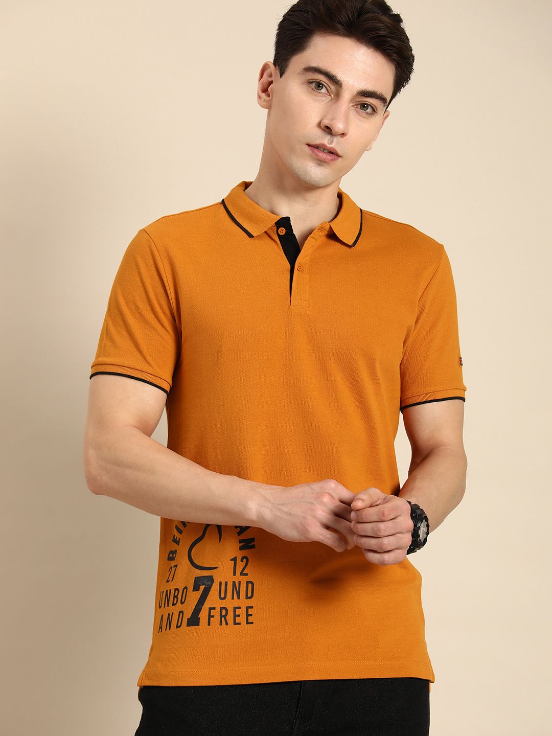 Menjadi Lelaki Pakaian Manusia Logo Jenama Kapas Tulen T-Shirt Kolar Polo