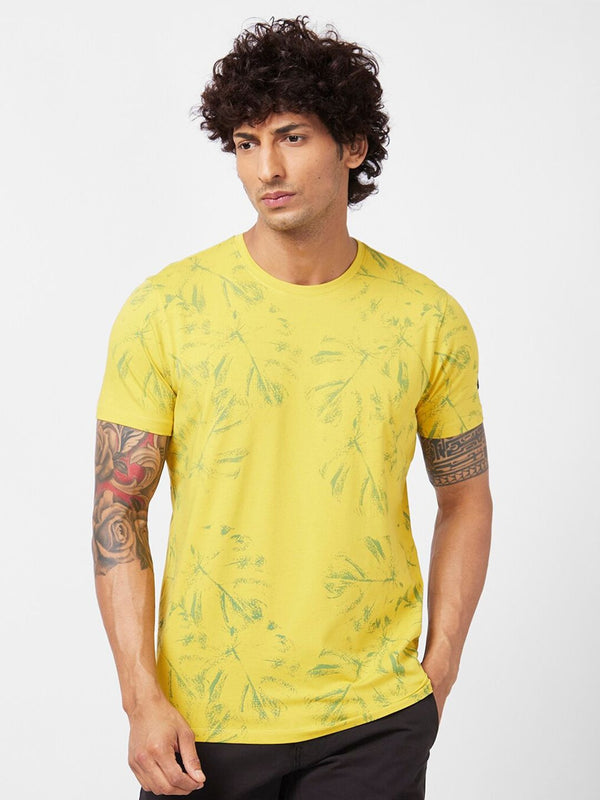 SPYKAR Abstract Printed Slim Fit Cotton Casual T-Shirt