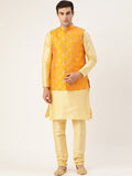 SOJANYA Mandarin Collar Regular Kurta With Churidar & Nehru Jacket