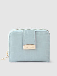 Lino Perros Women Blue Croc Textured Two Fold Wallet