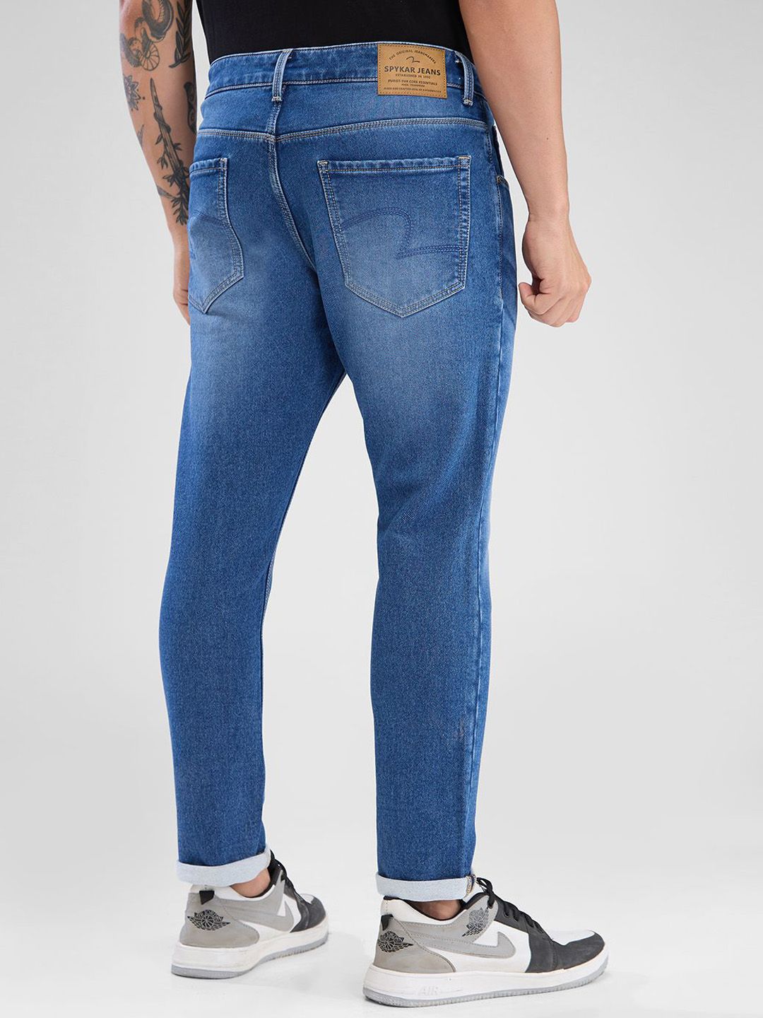 SPYKAR Men Slim Fit Mid Rise Light Fade Clean Look Stretchable Jeans