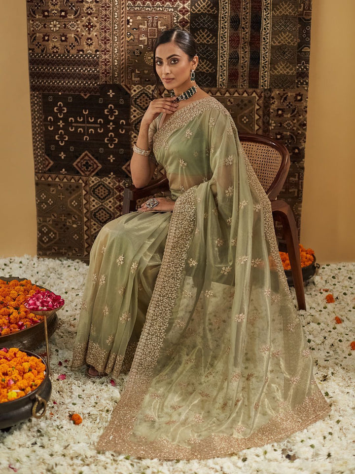 Kasee ​​Floral Zardozi Supernet Designer Saree