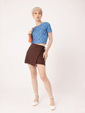 DressBerry Getaway Printed Soft Net Semi Sheer Fitted Crop Top