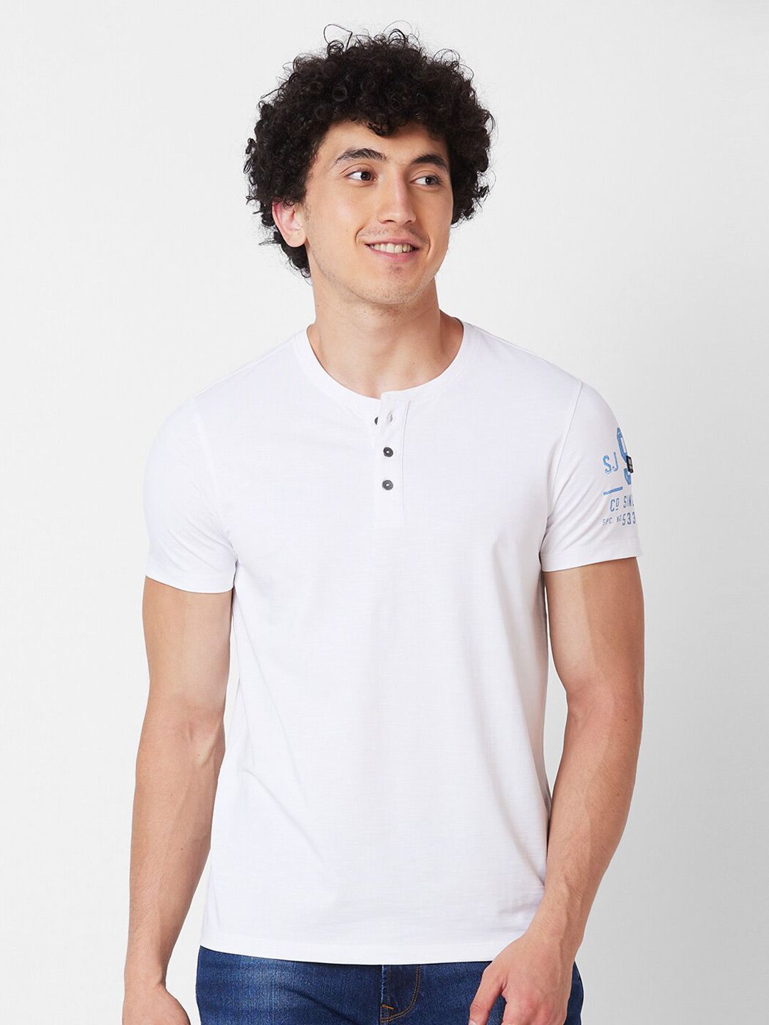 SPYKAR Henley Neck Slim Fit Cotton T-shirt