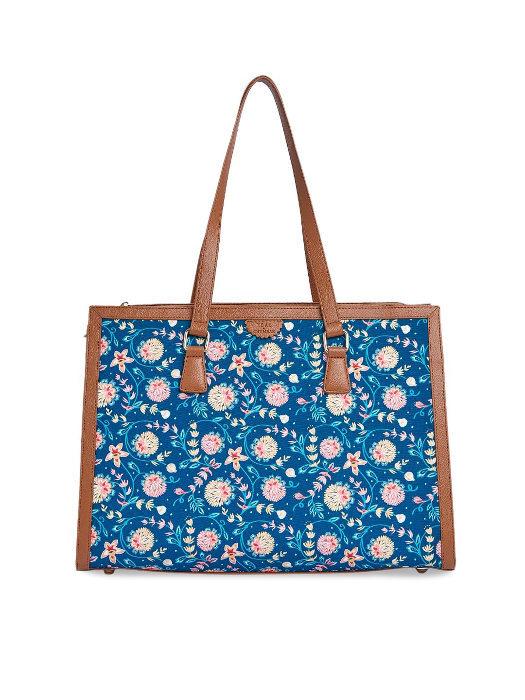 TEAL BY CHUMBAK Floral Printed Structured Tote Bag