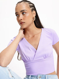 DressBerry Boss Babe Twist Wrap Style Ribbed Top