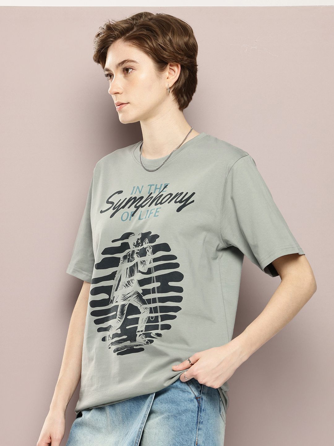 DILLINGER Pure Cotton Graphic Printed Drop-Shoulder Sleeves Relaxed Fit T-shirt