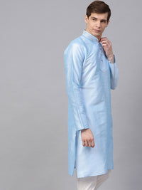 SOJANYA Men Turquoise Blue Solid Kurta Lurus