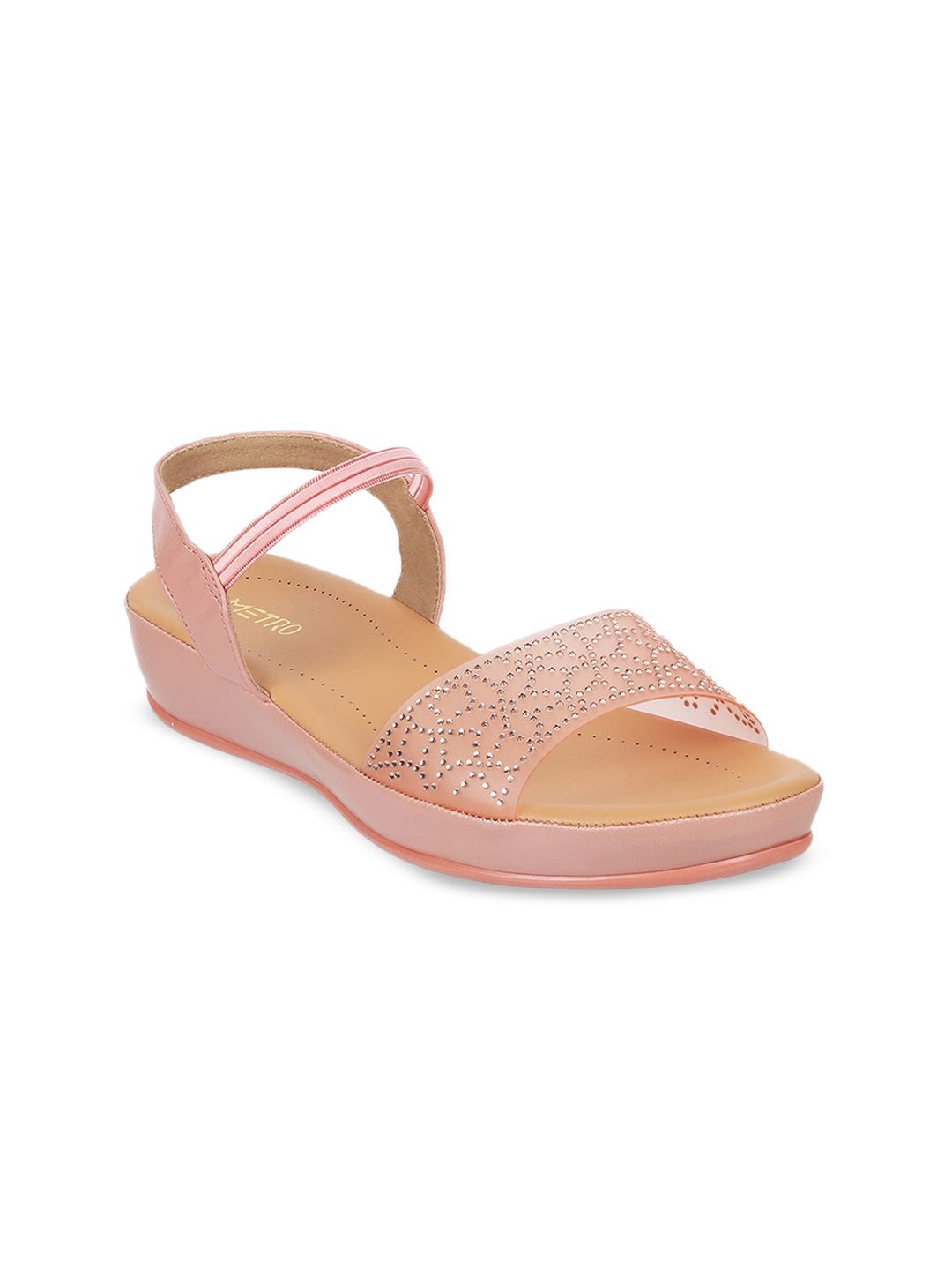 Metro Embellished Open Toe Wedges With Backstrap