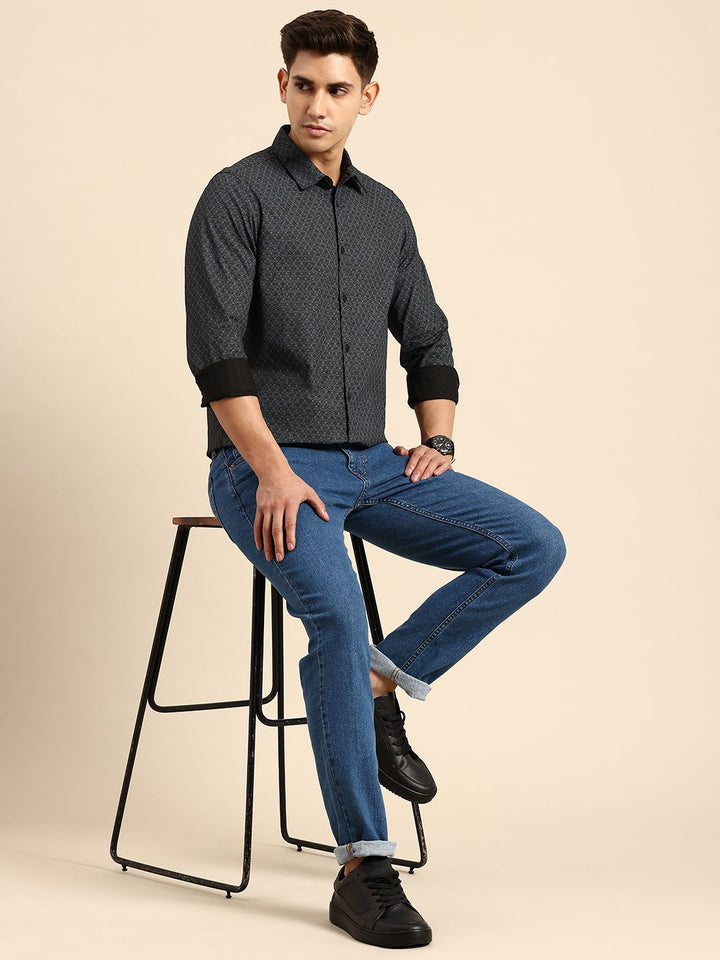 Being Human Spread Collar Floral Printed Cotton Slim Fit Casual