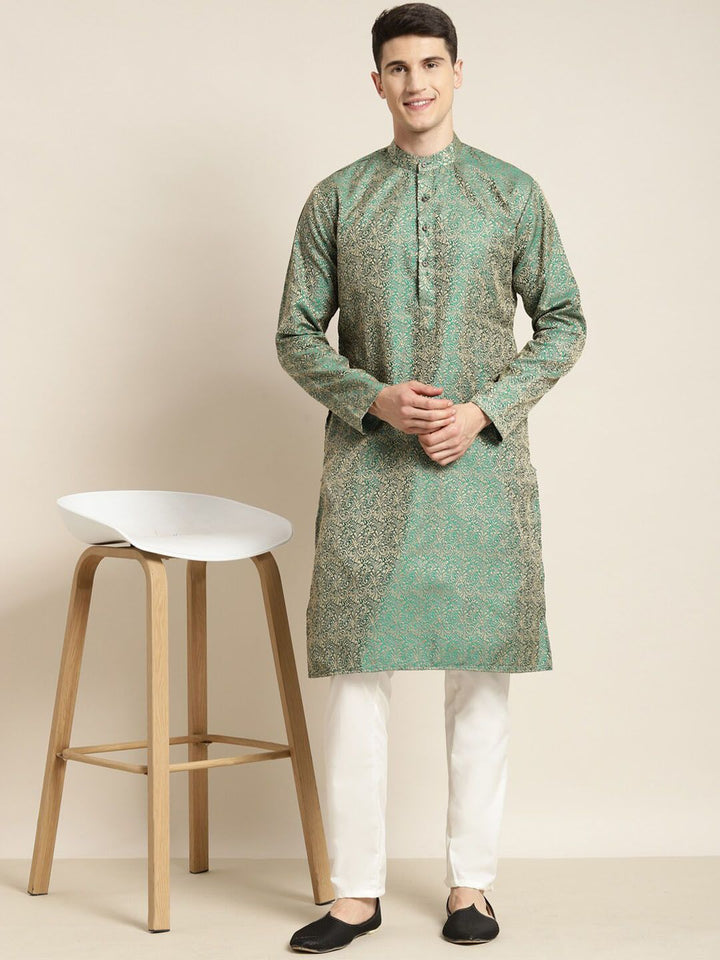 SOJANYA Motif Etnik Rekaan Tenunan Kurta Jacquard dengan Piyama