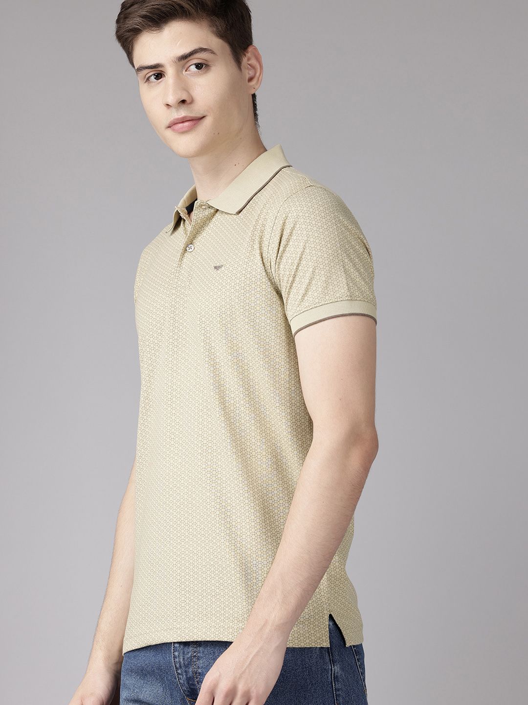 Park Avenue Micro Printed Polo Collar Slim Fit T-shirt